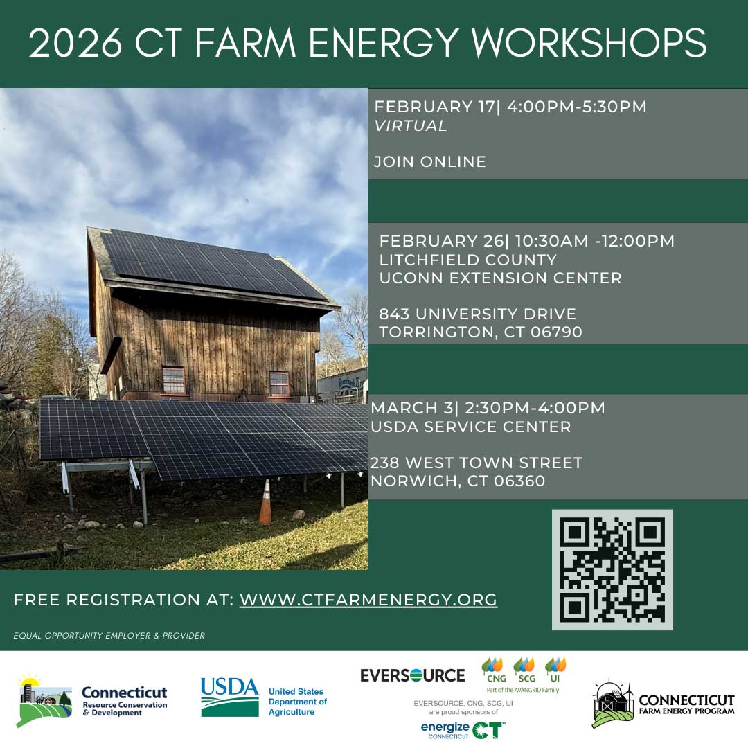 Workshop schedule for Connecticut Farm Energy